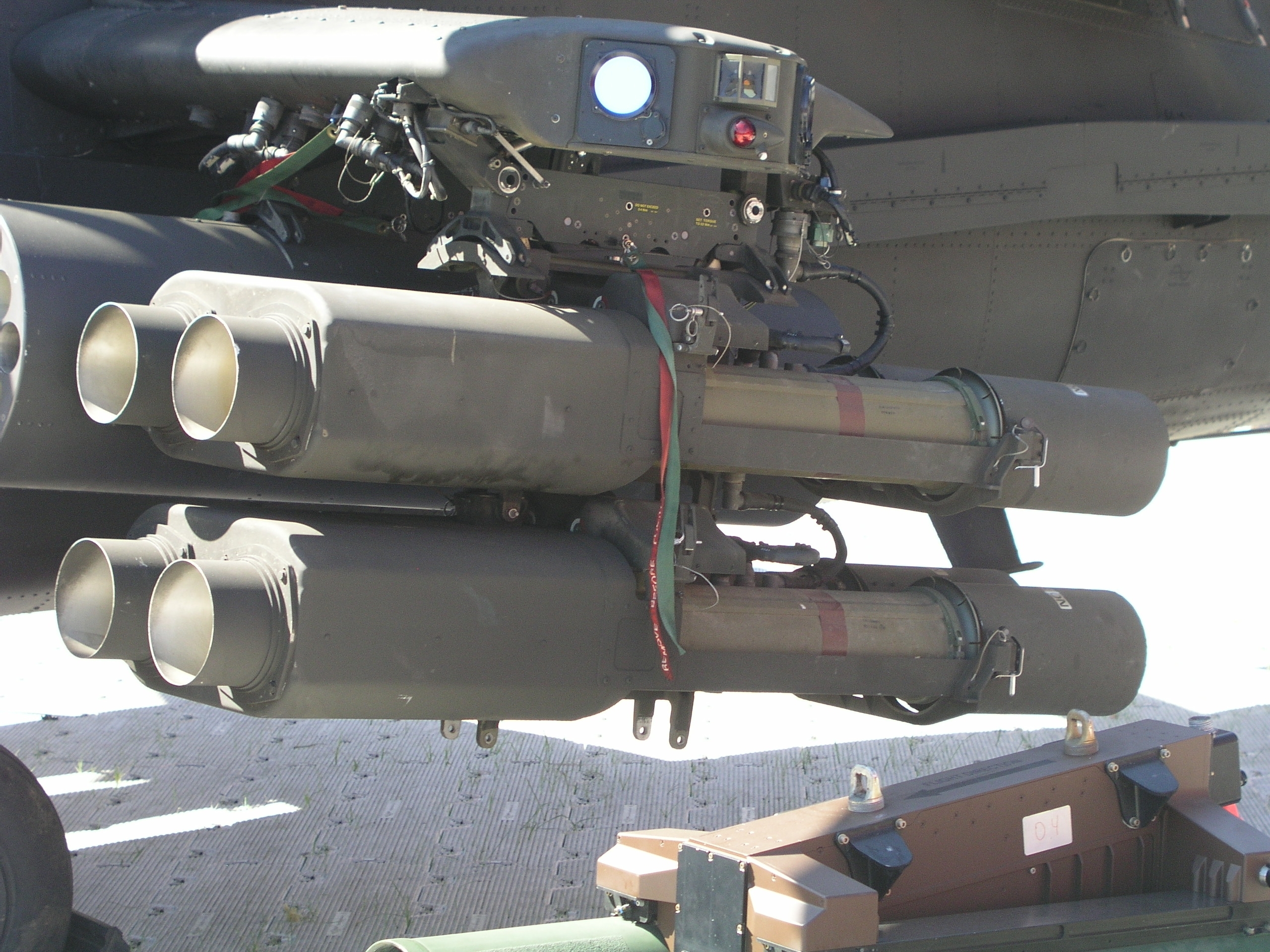 TOW missiles launcher on Agusta A-129CBT Mangusta in Farnborough International Airshow 2006