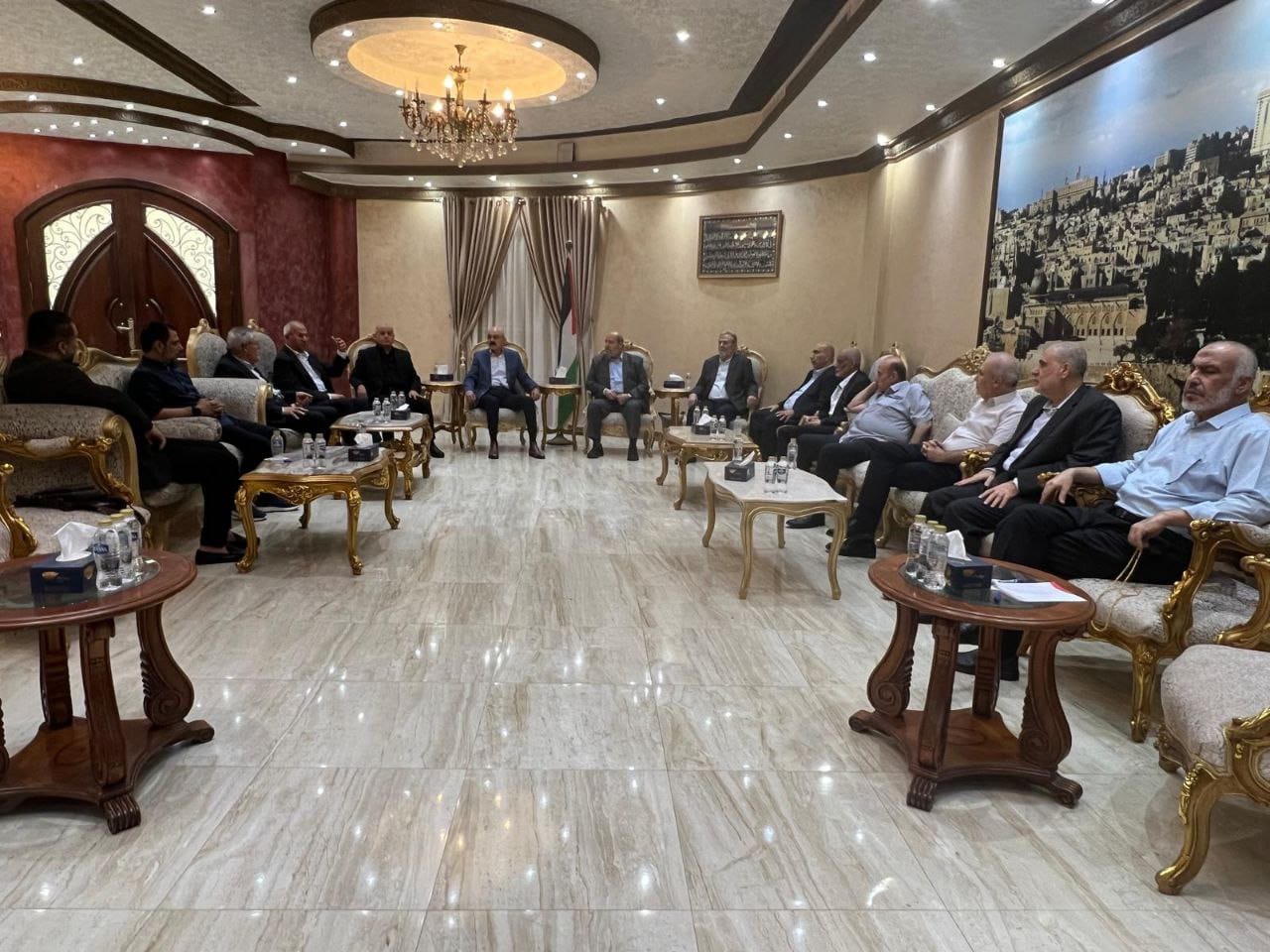 Terrorists meeting to discuss deal.