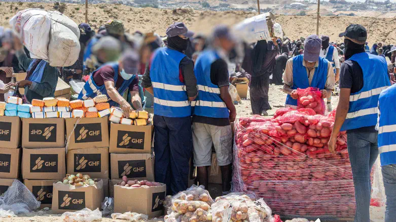 Humanitarian aid being distributed by GHF in Gaza