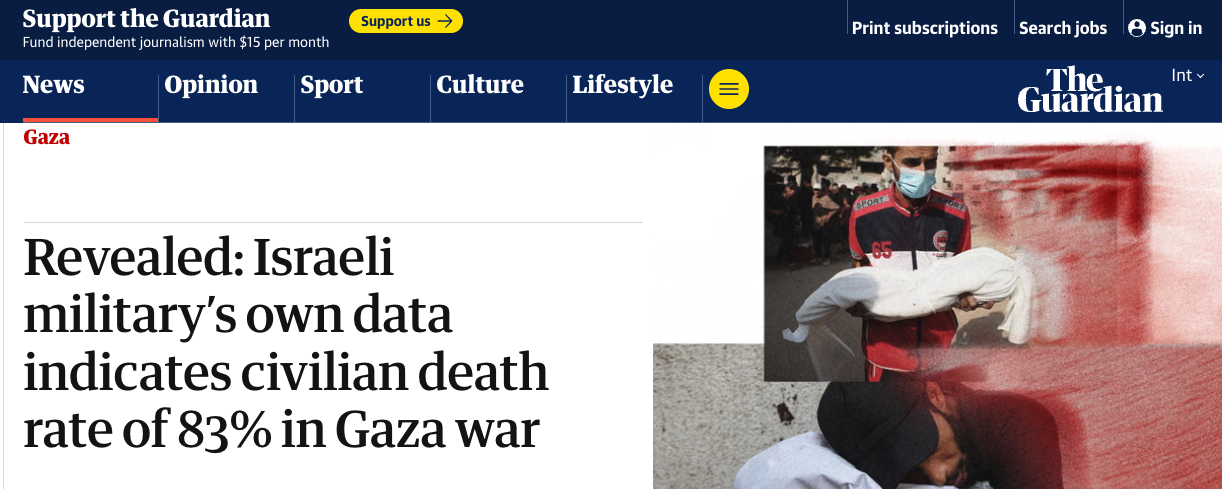 DEBUNKED: The Guardian claims 83% civilian death in Gaza