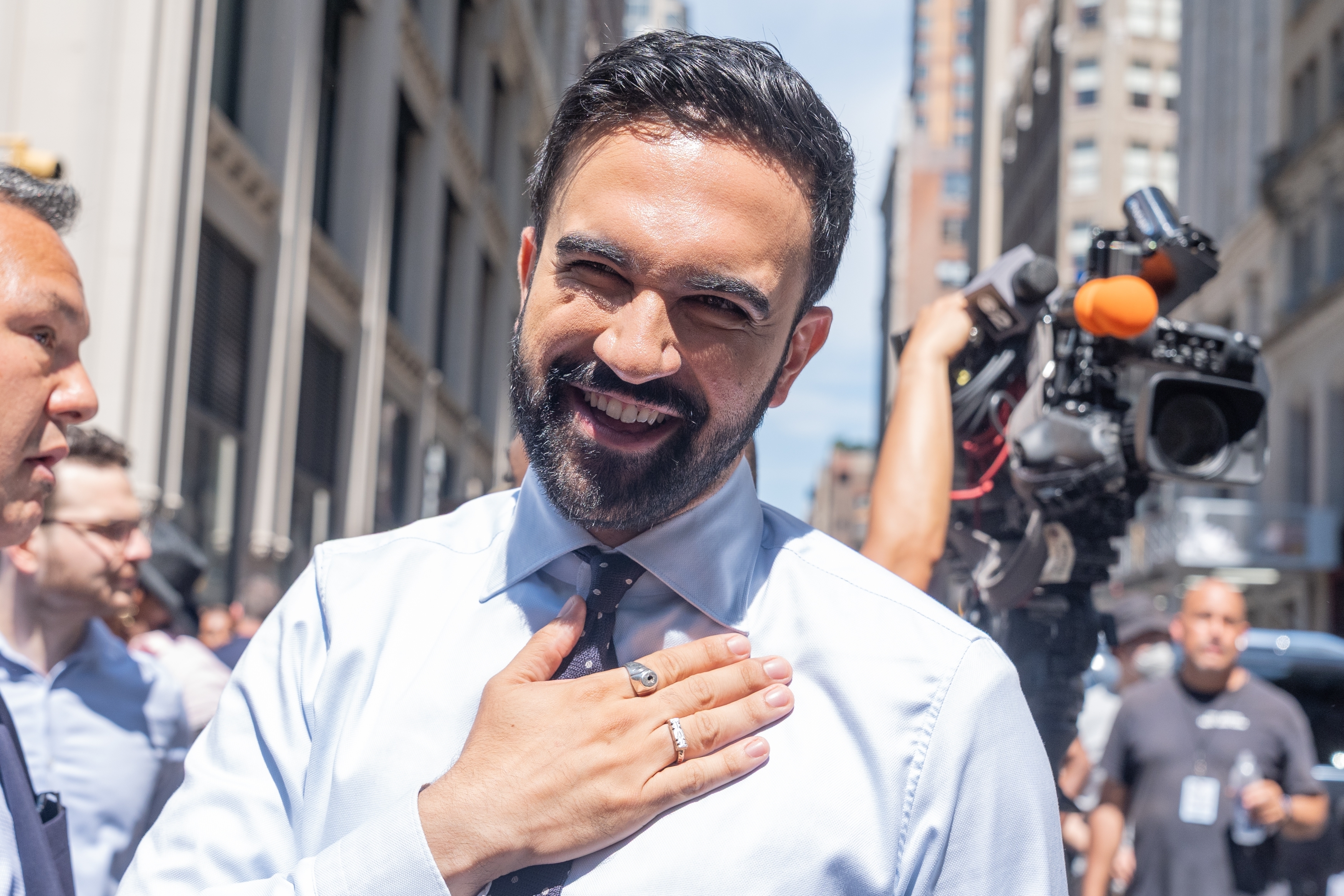 Zohran Mamdani who is likely to become next mayor of the city attends Pride parade on a theme 'Rise Up: Pride in Protest' on 5th Avenue in New York on June 29, 2025.