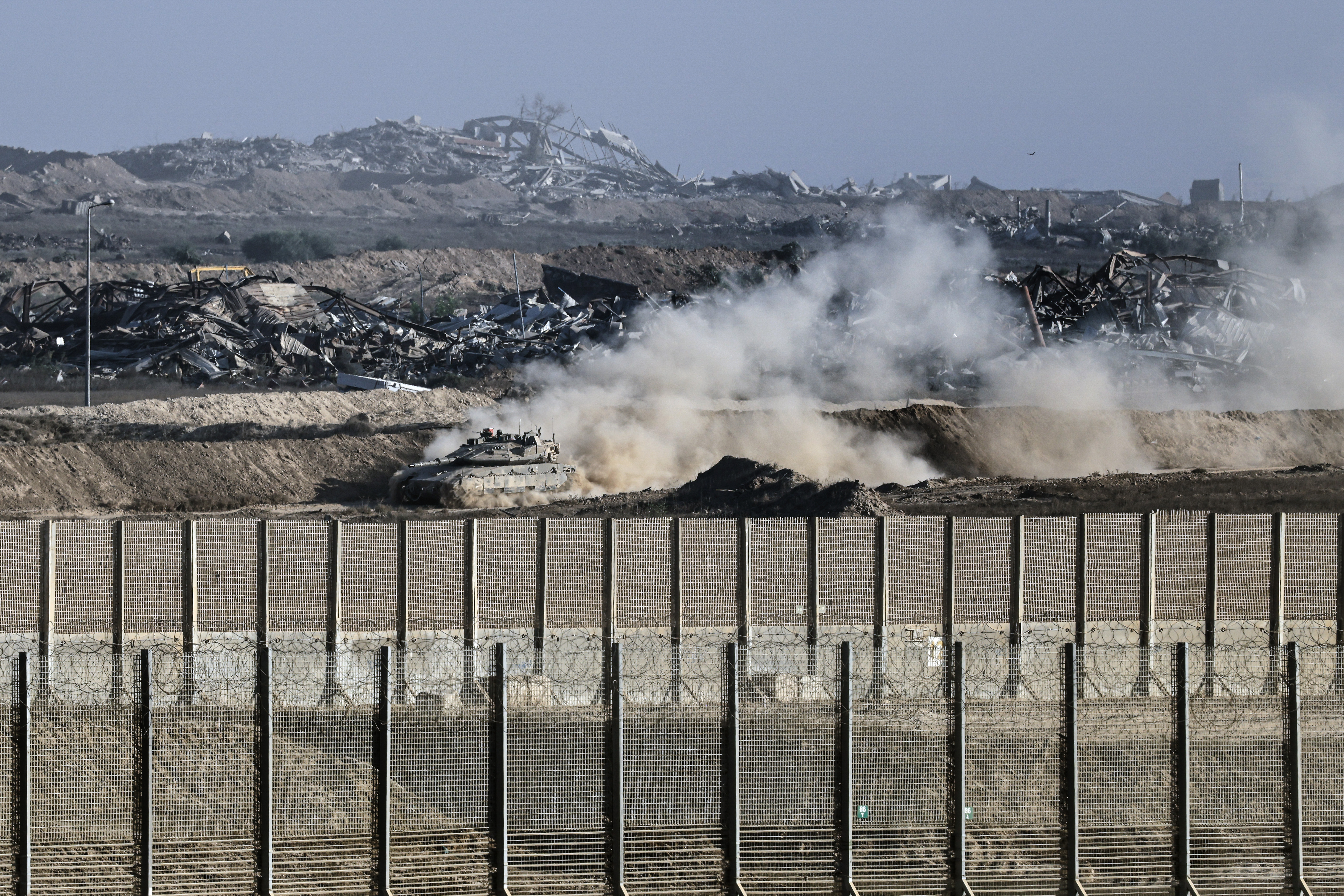 Israeli soldiers seen on the Israeli border with the Gaza Strip, August 24, 2025.