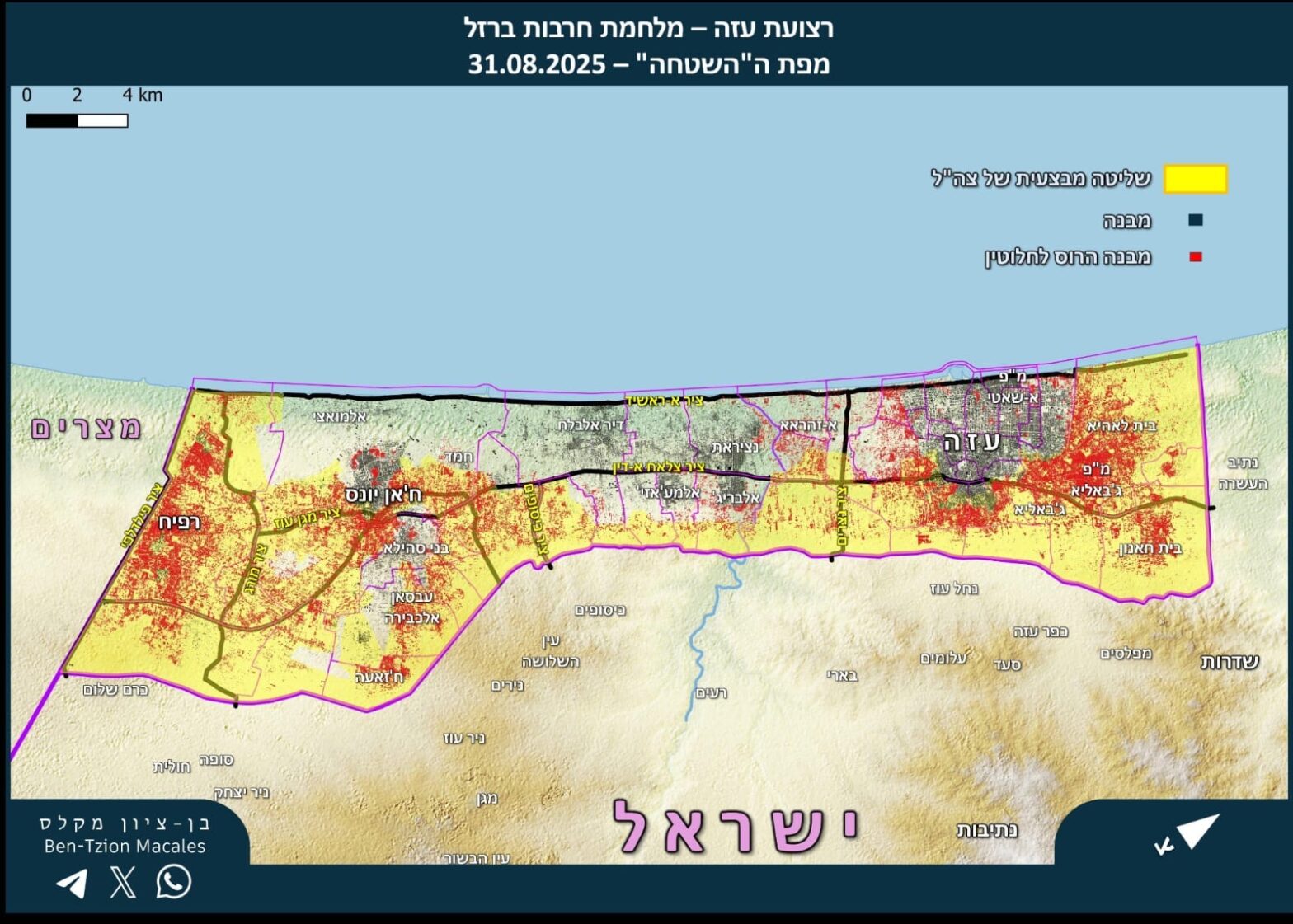 IDF map showing military control in Gaza