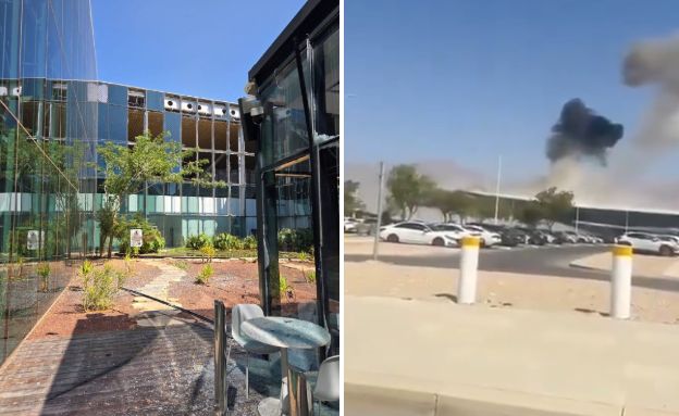 The scene of the missile impact at Rimon airport