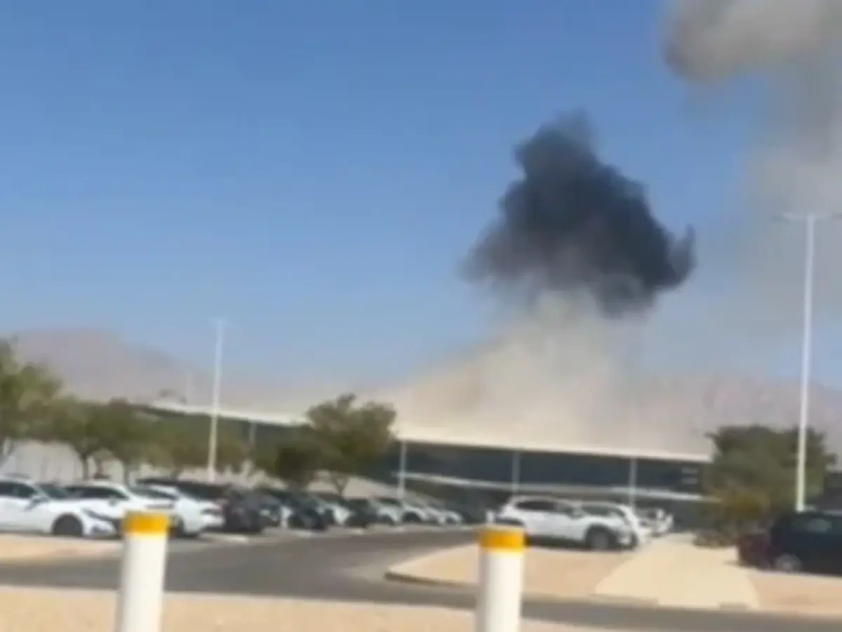 The scene of the missile impact at Rimon airport