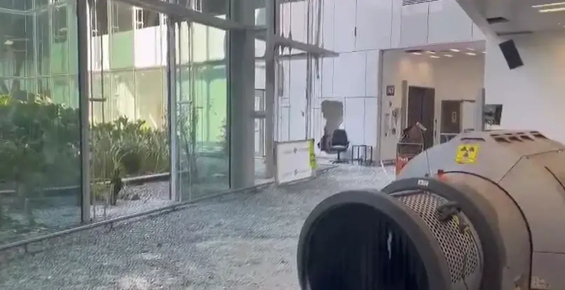 The scene of the missile impact at Rimon airport