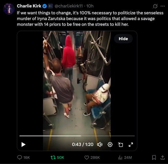 Charlie Kirk's Last X Post Is Chilling