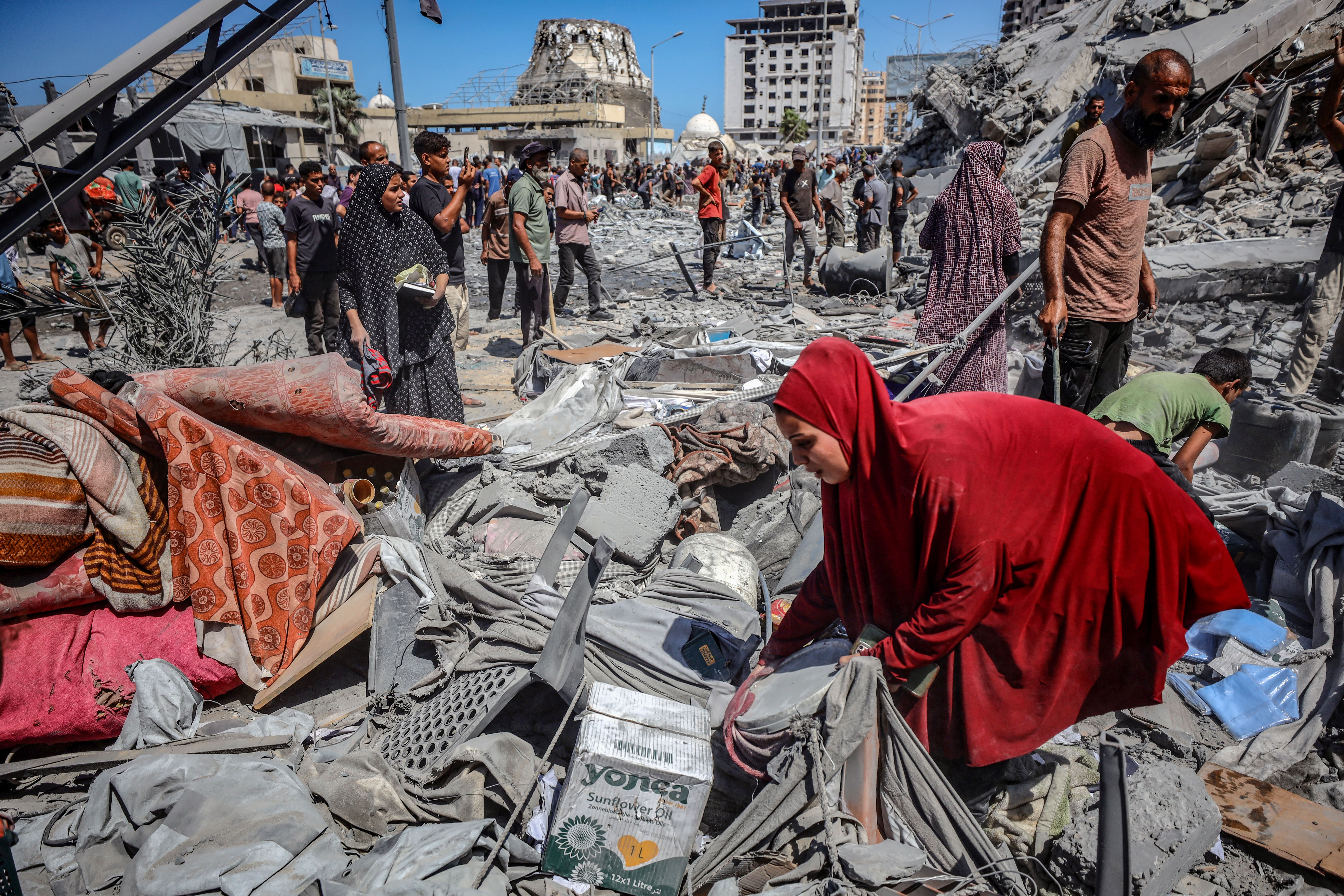 Tiba Tower in Gaza City after it was hit by an Israeli airstrike, September 10, 2025. 