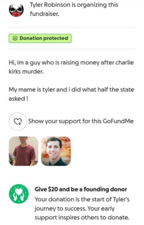 GoFounMe Robinson's account