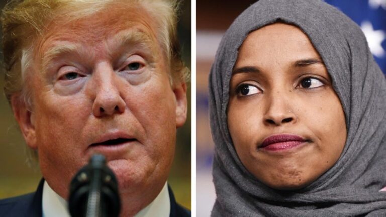 President Donald Trump and Representative Ilhan Omar'