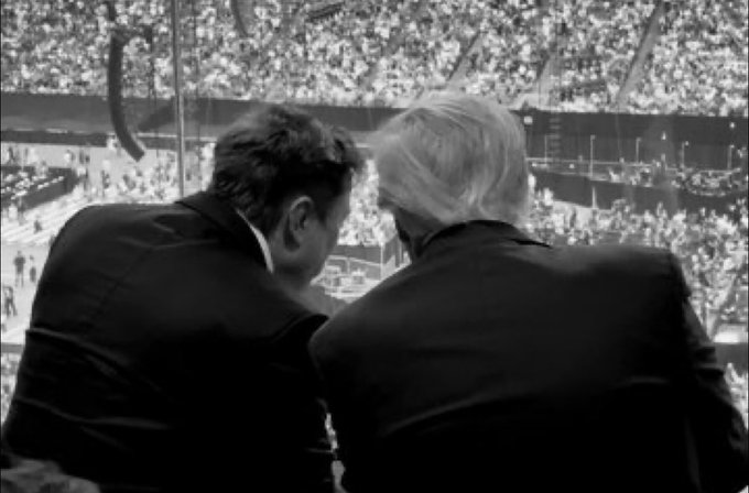 Musk and Trump Reunite - Shake Hands side-by-side at Kirk Memorial
