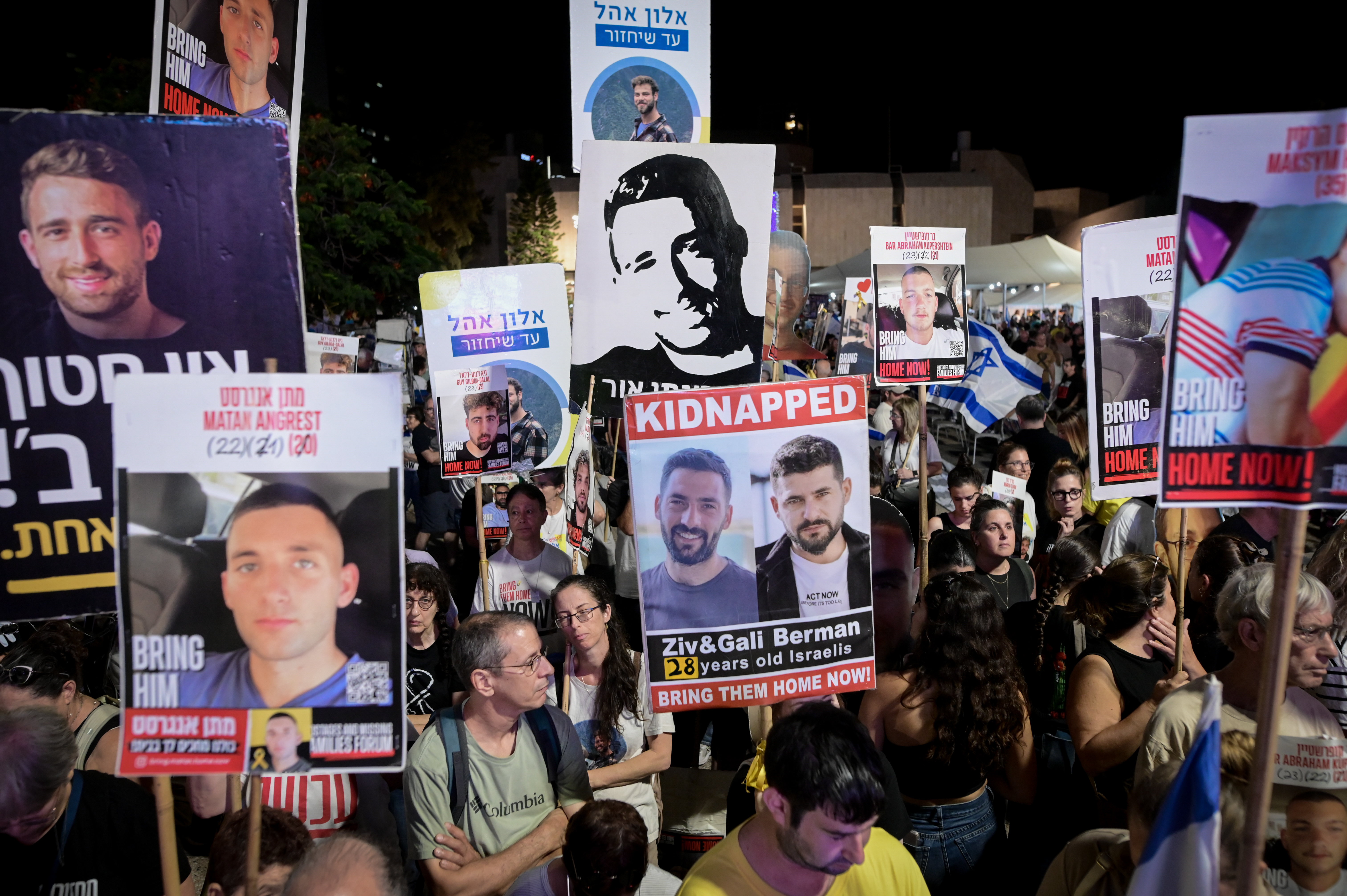 The weekly rally at Hostage Square in Tel Aviv, in support for the release of the Israeli hostages from Hamas captivity in Gaza, , on September 27, 2025.