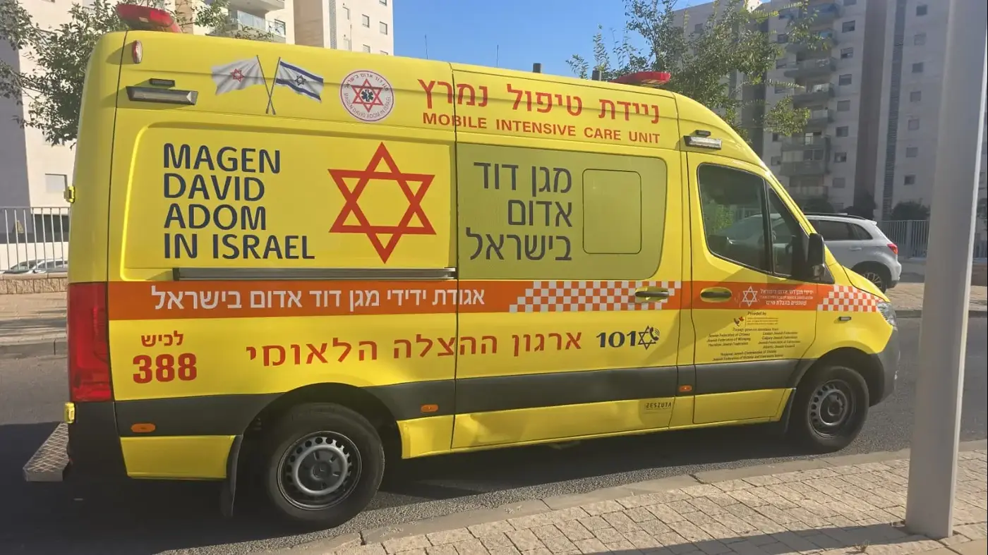Magen David Adom ambulance at the scene 