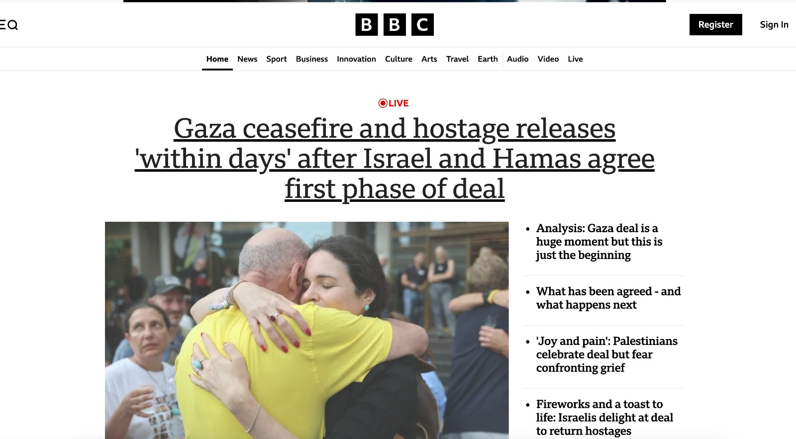 BBC Front page
