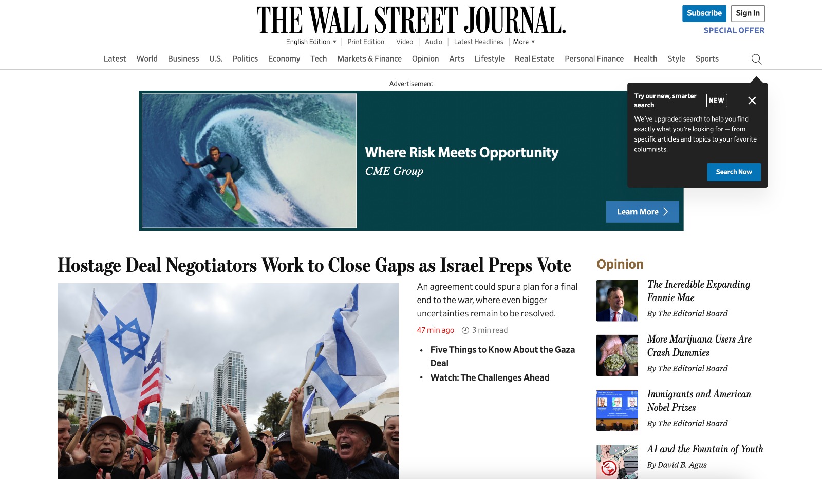 The Wall Street Journal's Front Page