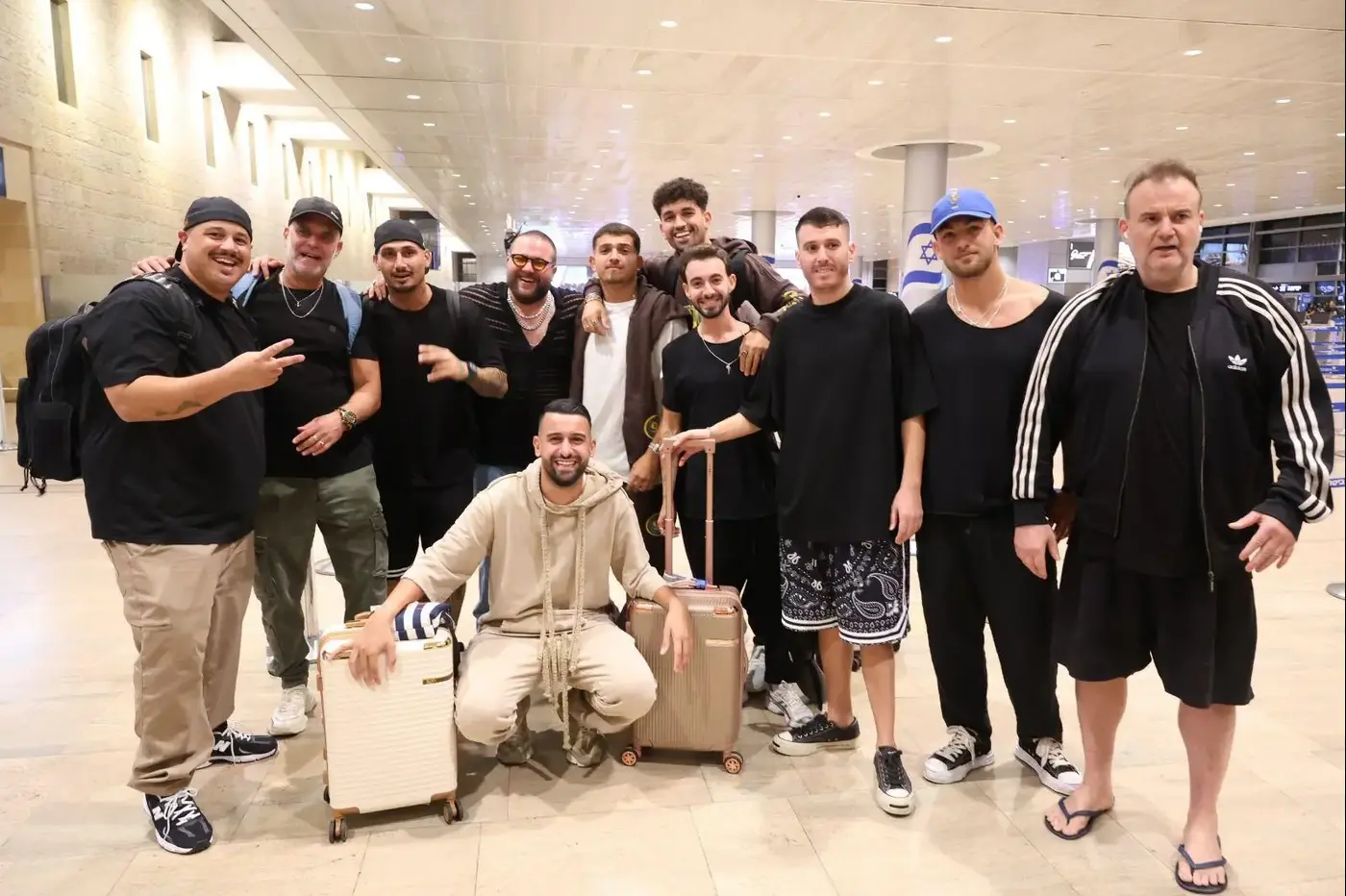 The Israeli tv crew including former hostage Itay Regev