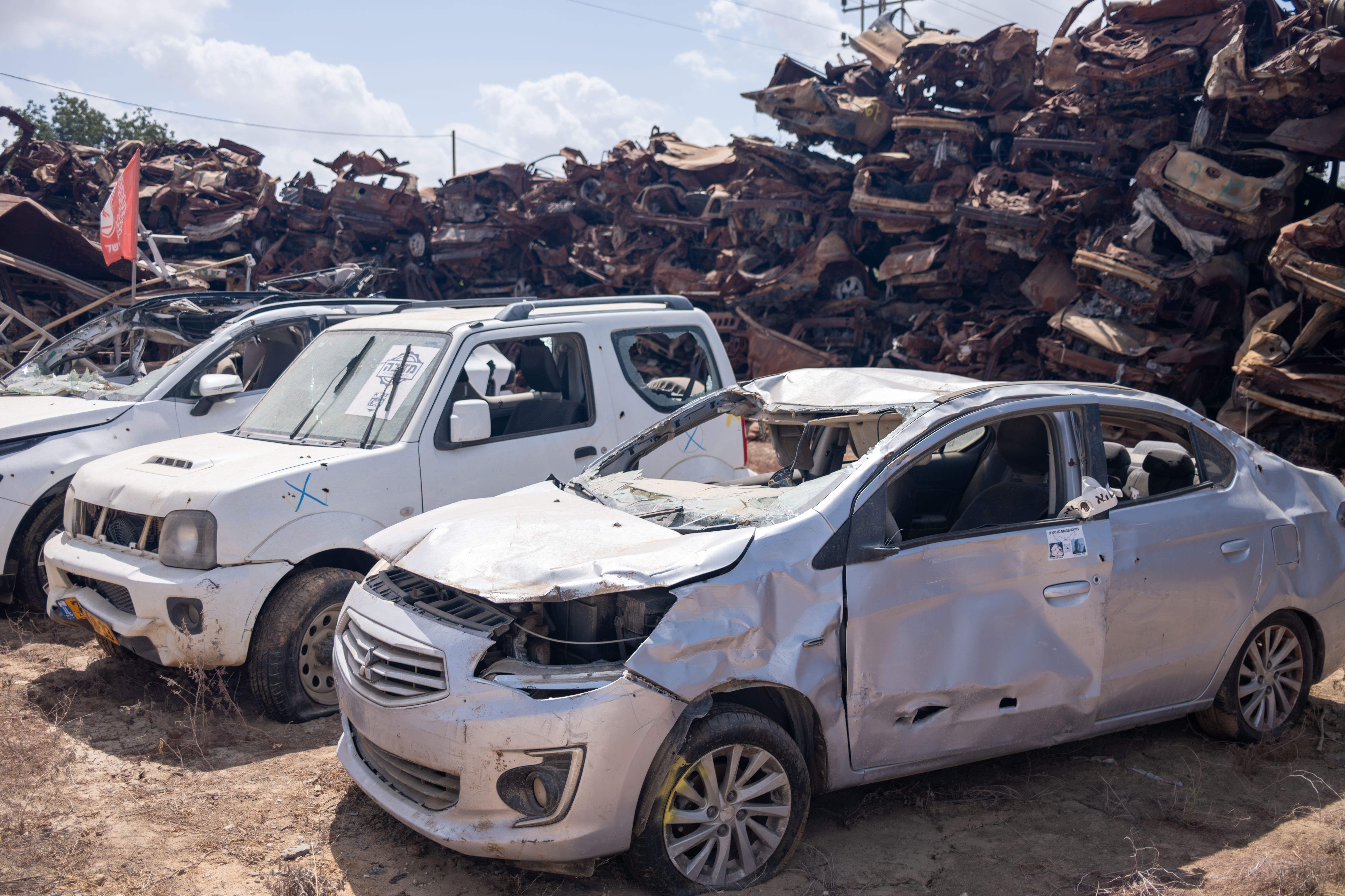 Burned cars from October 7th Hamas attack