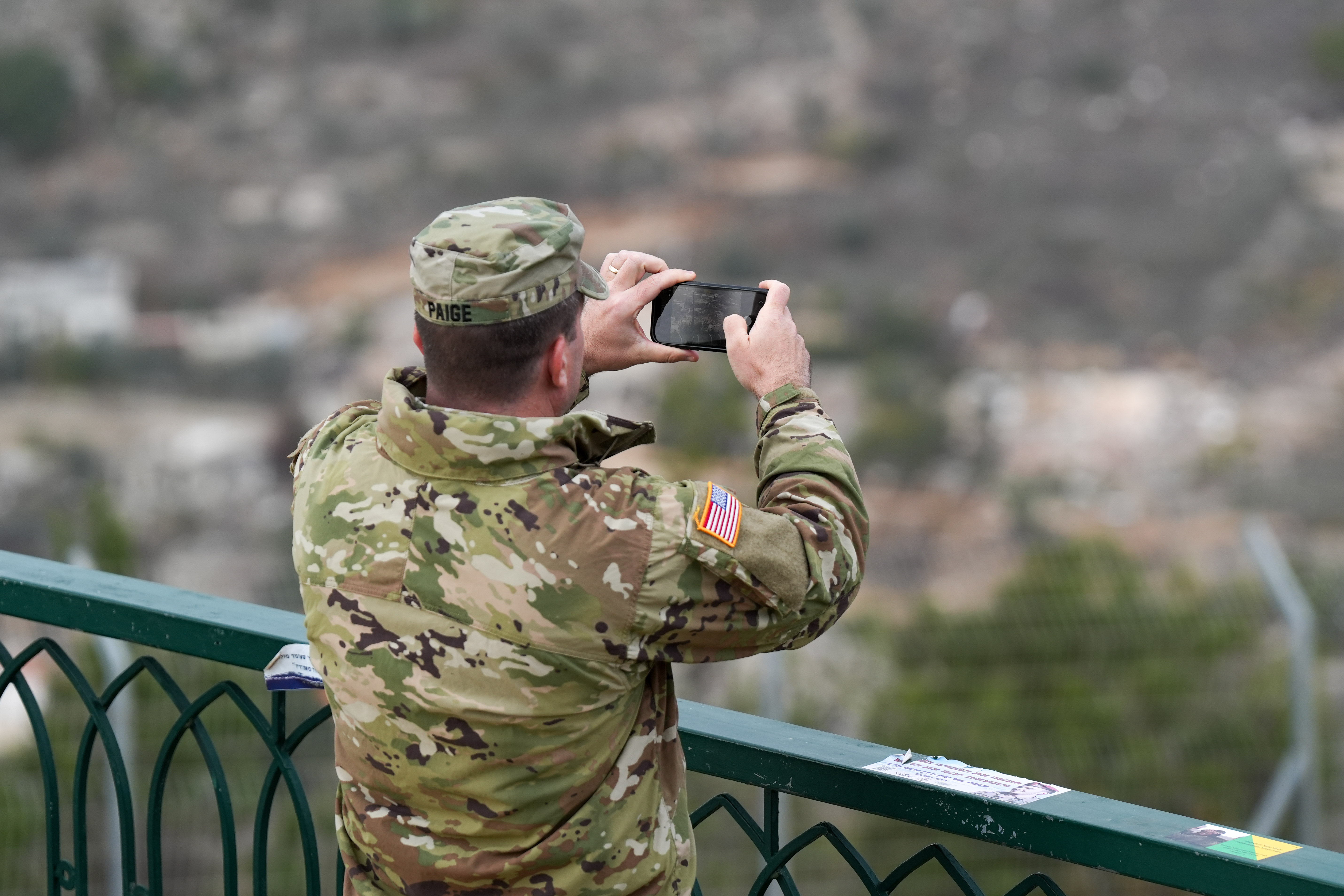 US soldier watches southern Lebanon, December 8, 2025