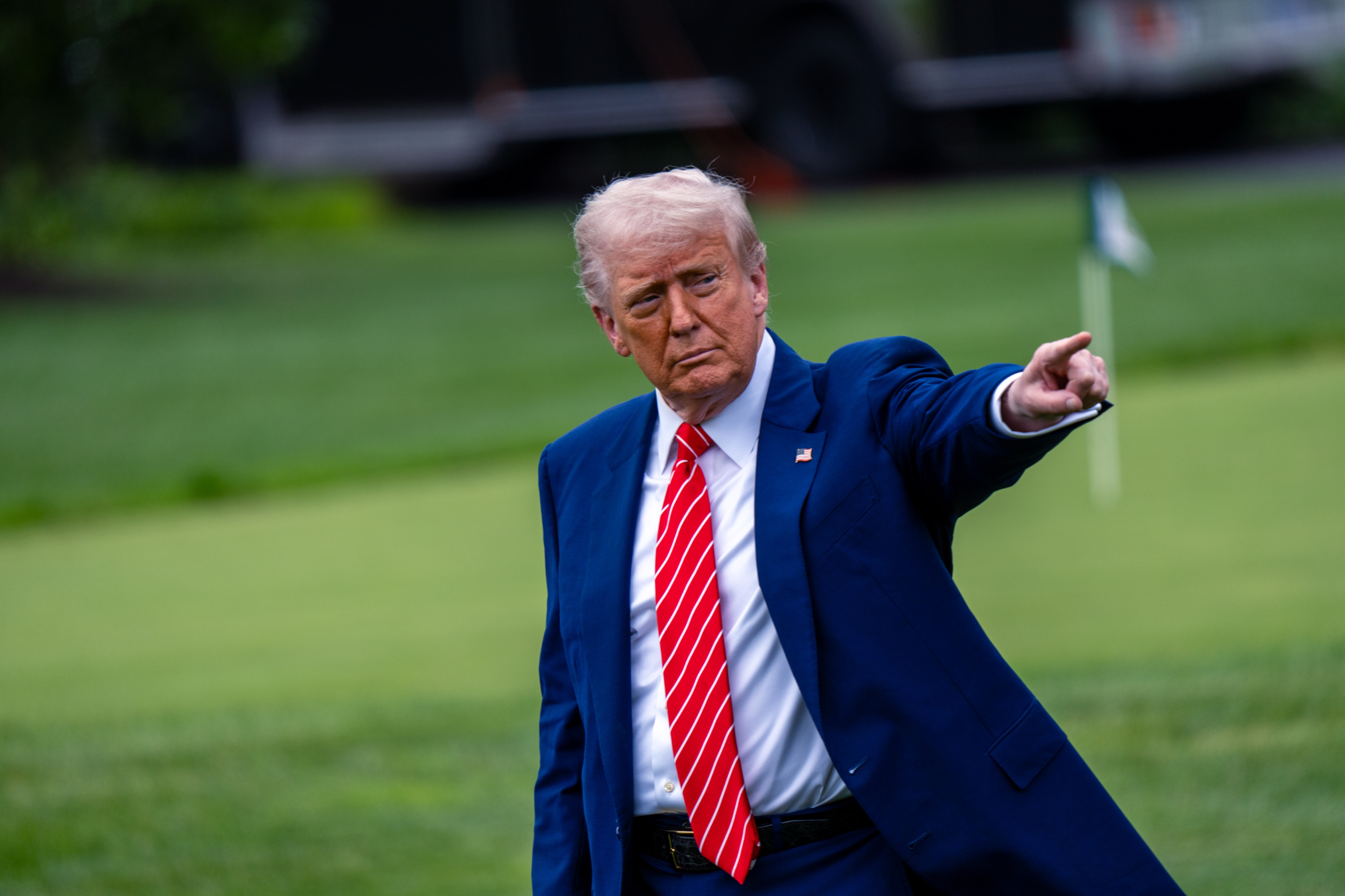 Washington DC USA - May 30, 2025 - President Donald Trump departs the White House for a trip to Pennsylvania on May 30, 2025. 