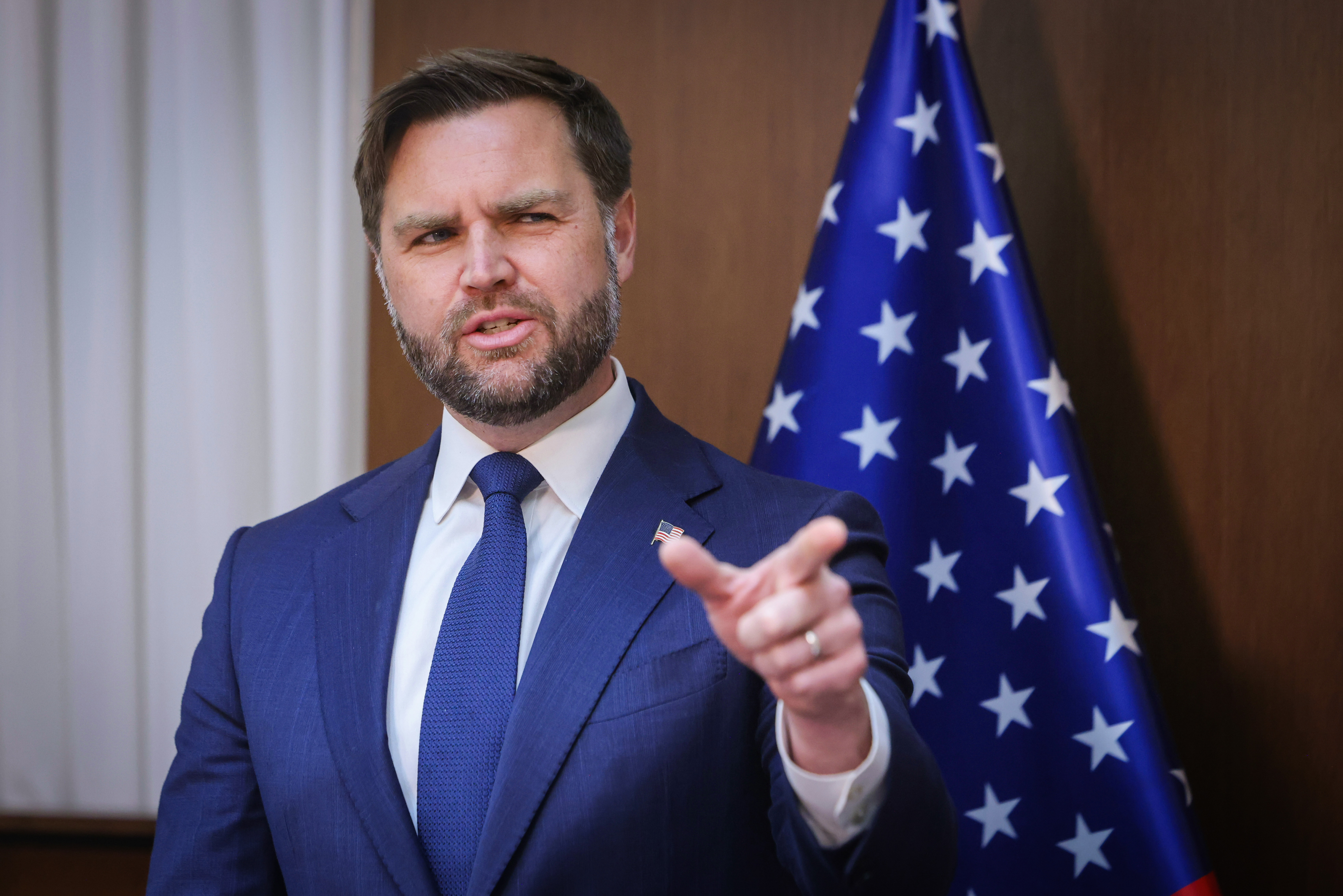 Israeli Prime Minister Benjamin Netanyahu holds a press conferene with U.S. Vice President JD Vance at the Prime Minister's office in Jerursalem, October 22, 2025. 
