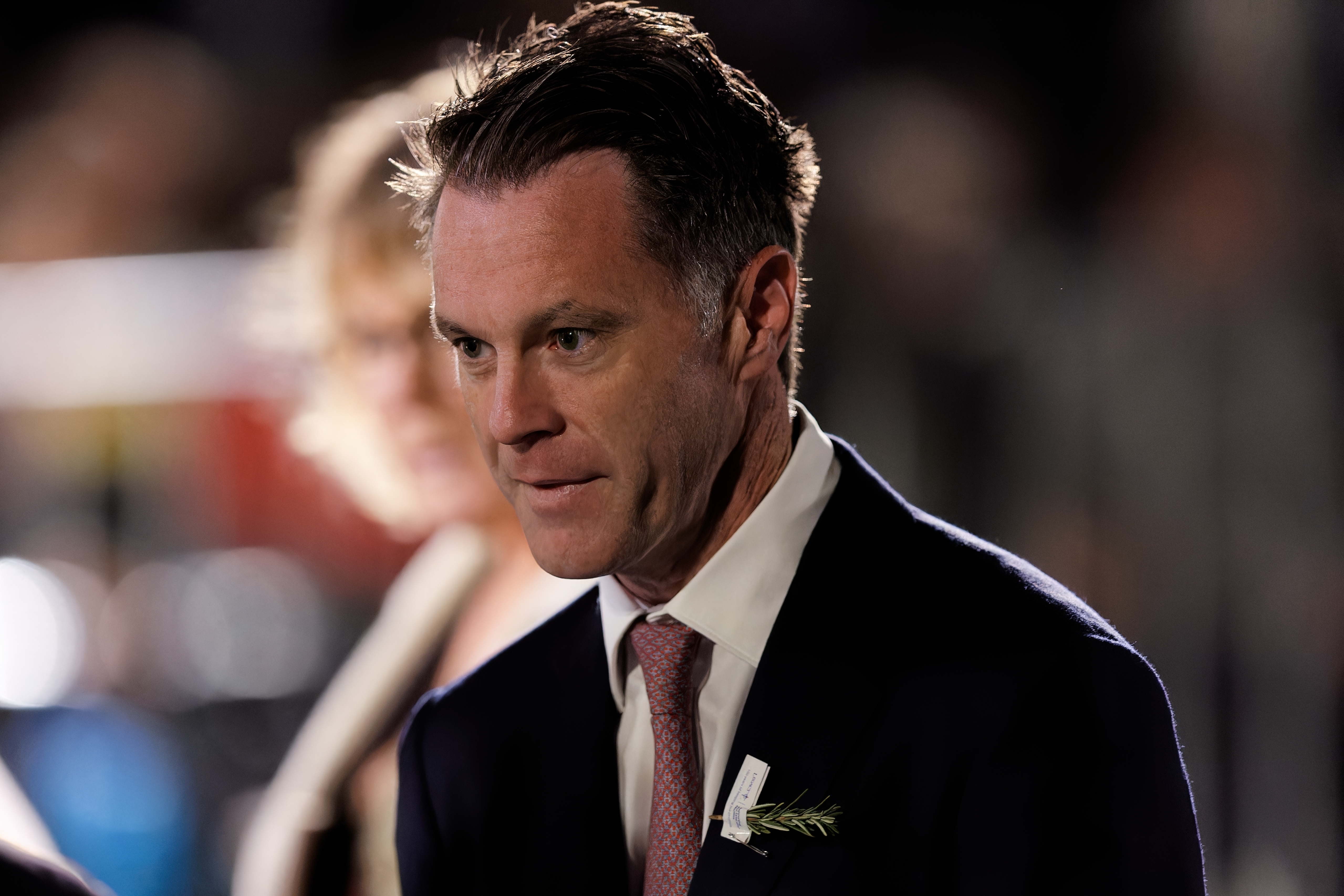 New South Wales Premier Chris Minns arrives at the ANZAC Cenotaph for the ANZAC Dawn Service at the Martin Place Cenotaph on April 25, 2023 in Sydney, Australia