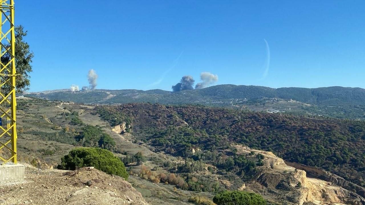 Smoke rising over Hezbollah bases in southern Lebanon after overnight strikes.