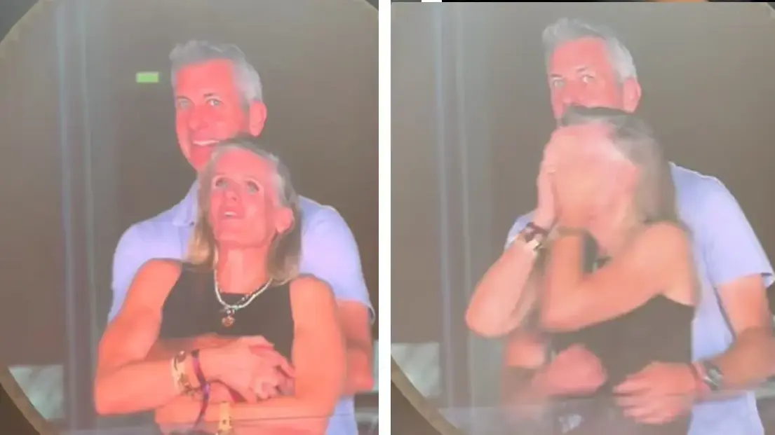 Screenshot from video from the coldplay kiss cam