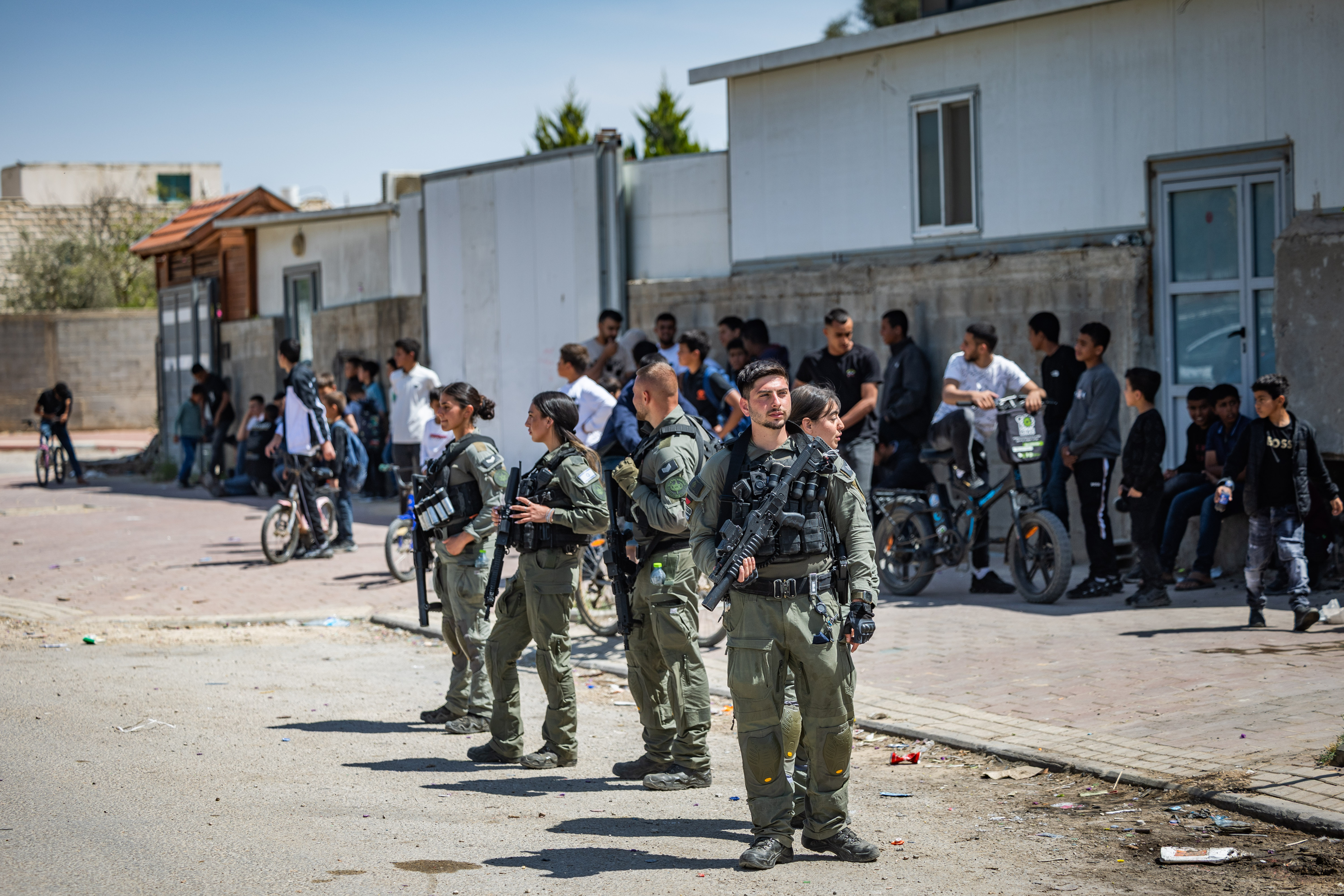 Israeli security forces raid the Bedouin town of Rahat, southern Israel, May 7, 2025. 