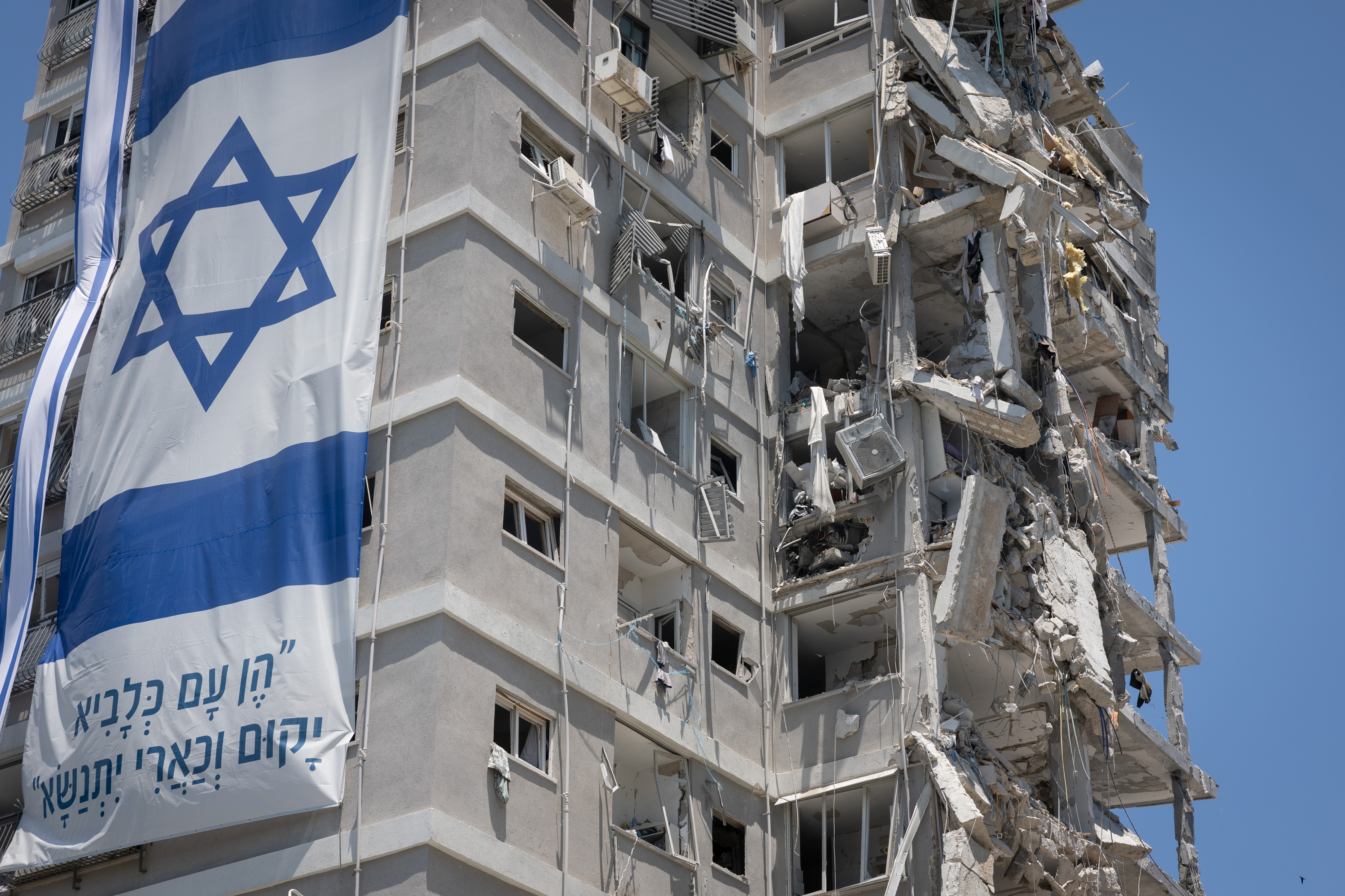 Destruction of residential homes in Bat Yam which were hit by a misile fired from Iran during the war between Israel and Iran. July 03, 2025.