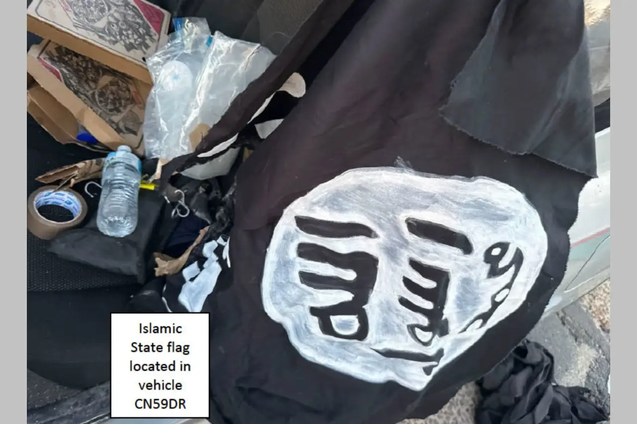 Islamic State flag located in vehicle CN59DR driven by the terrorists.