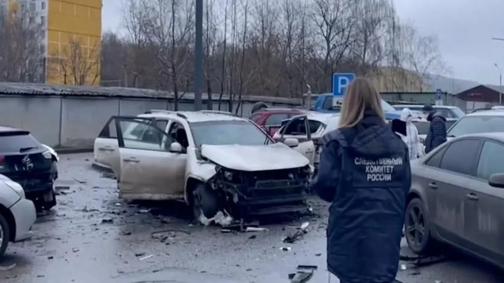 The exploded car that killed Lt. Gen. Sarvarov.
