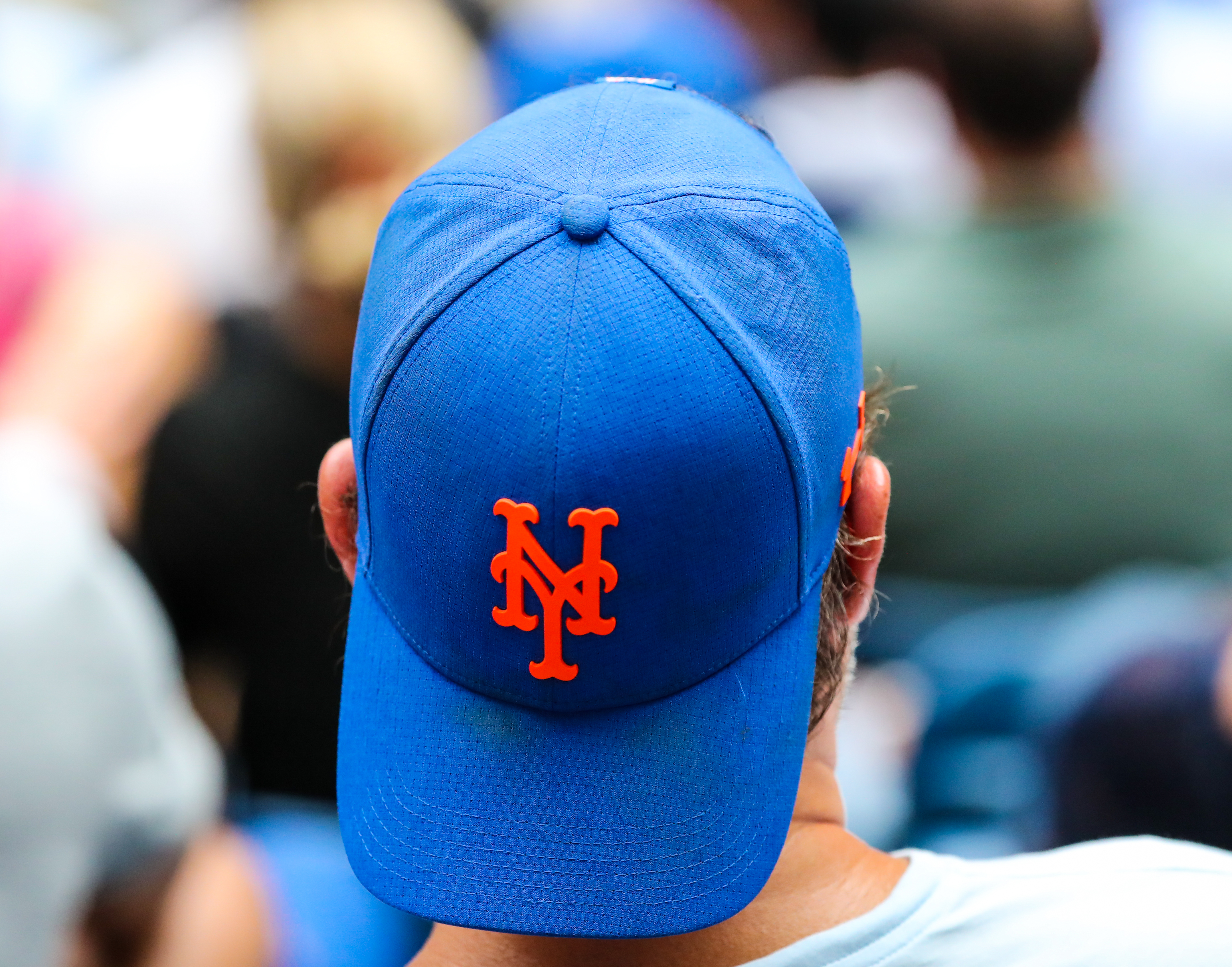 NEW YORK - SEPTEMBER 8, 2019: Fan wears New York Mets hat in New York 