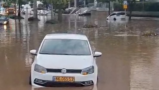A submerged car in Netanya.