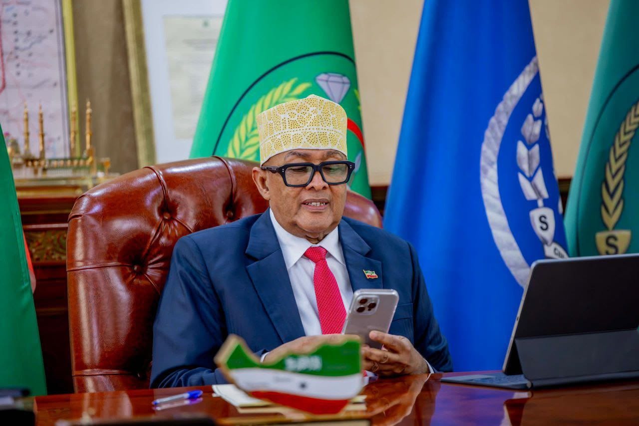 Somaliland's President speaking to Netanyahu by video call.