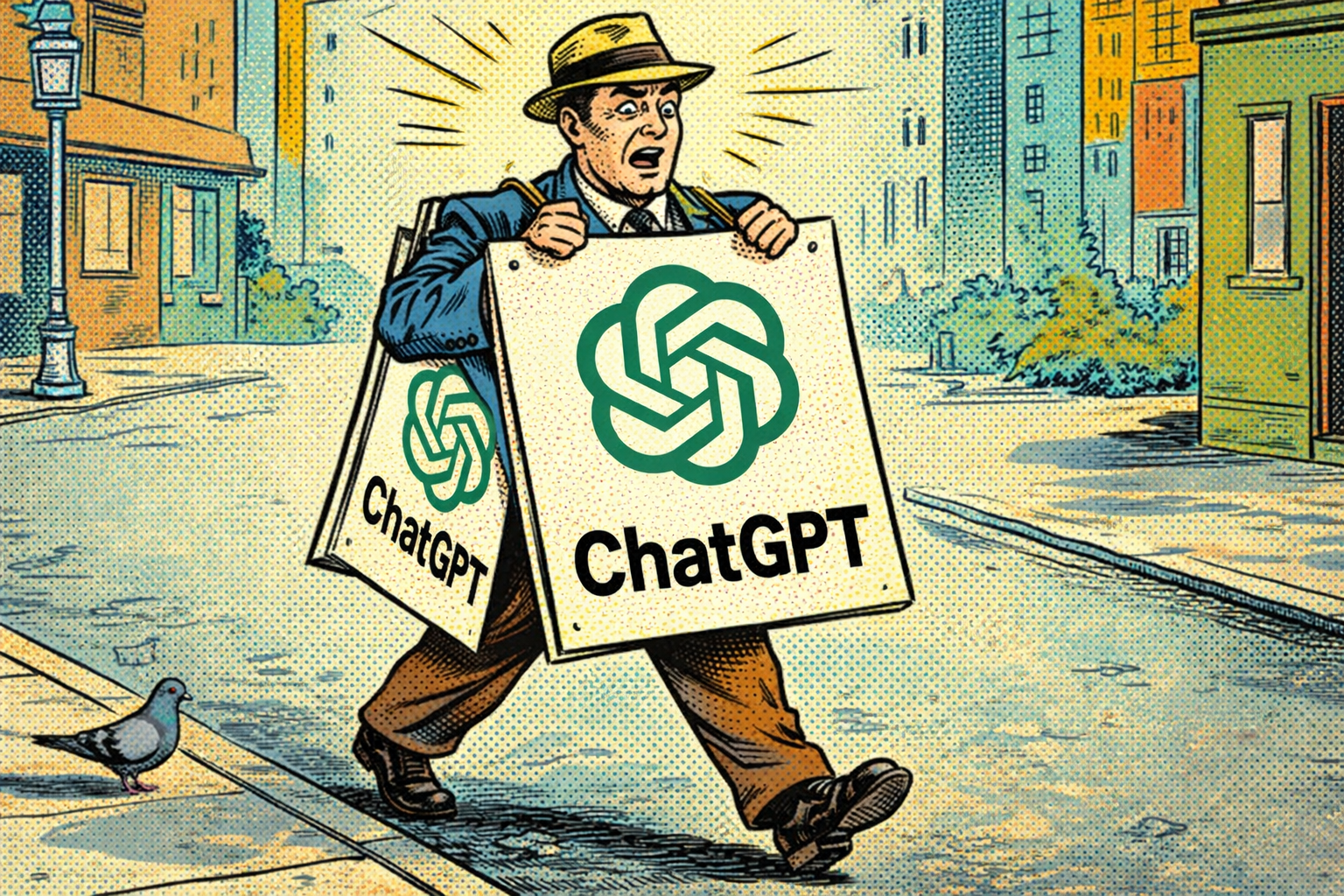 A ChatGPT ad man. Illustration.