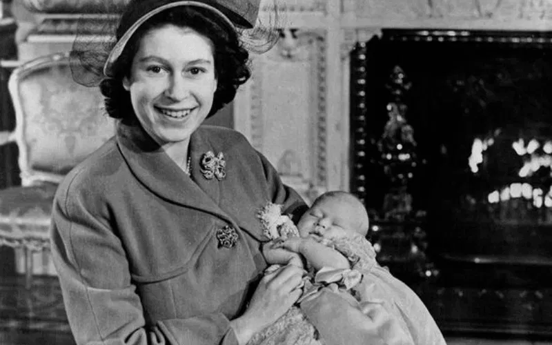 Queen Elizabeth with baby Charles