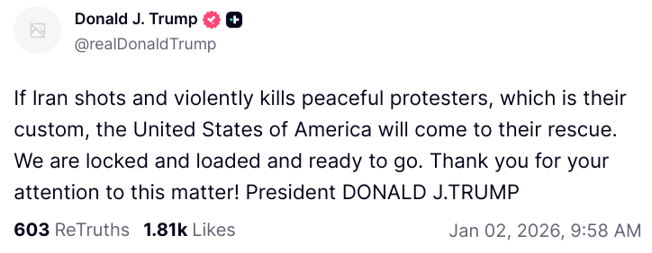 President Trump's TruthSocial post.