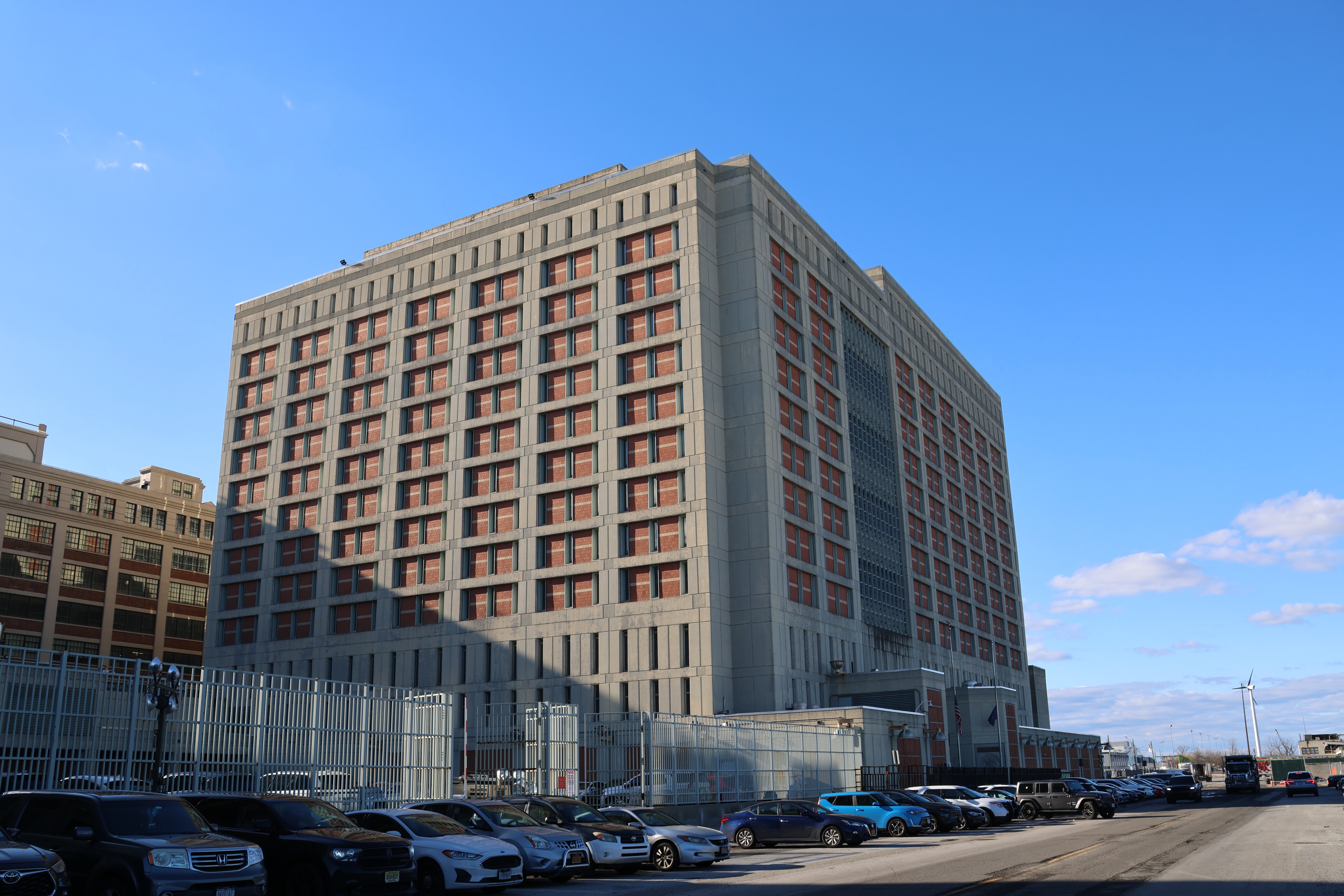 Brooklyn, NY - Dec 30, 2024: Metropolitan Detention Center building, a federal prison for holding criminals in Brooklyn, New York City.
