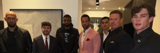 Justin Waller, Nick Fuentes, Myron Gaines, Sneako, Andrew and Tristan Tate, and Clavicular.