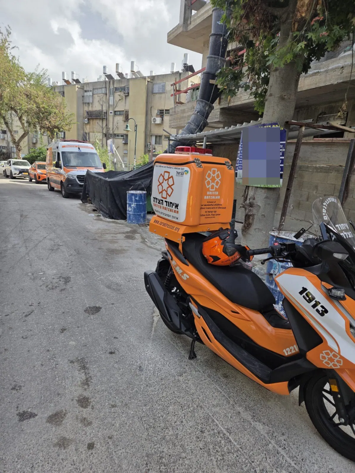 United Hatzalah motorcycle at the scene of the tragedy in Beni Brak, 27 Jan 2026