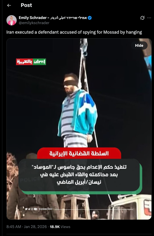 Iran Executes Alleged Mossad Spy