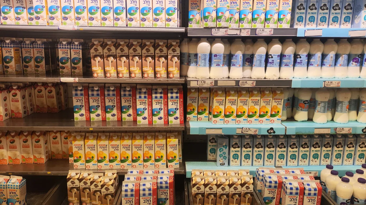 Milk on israeli supermarket shelves