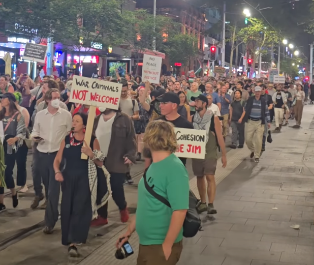 Demonstrating against Herzog's visit to Australia