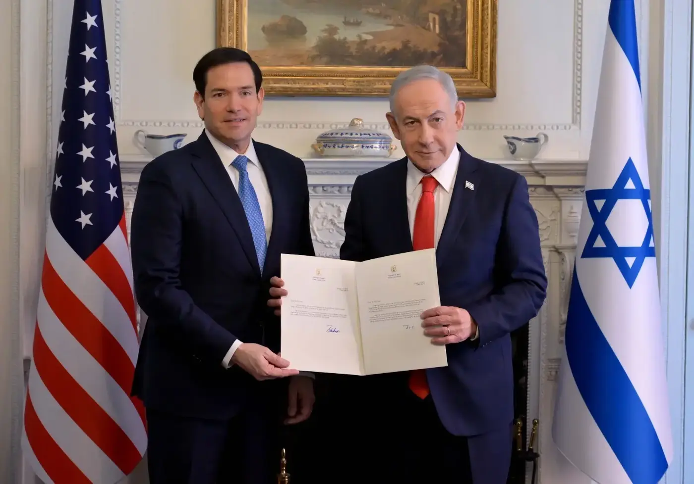 Netanyahu meeting with Rubio signing Gaza signature