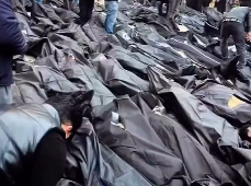 Body bags containing Iranians who were murdered after protesting against the regime, Jan 26
