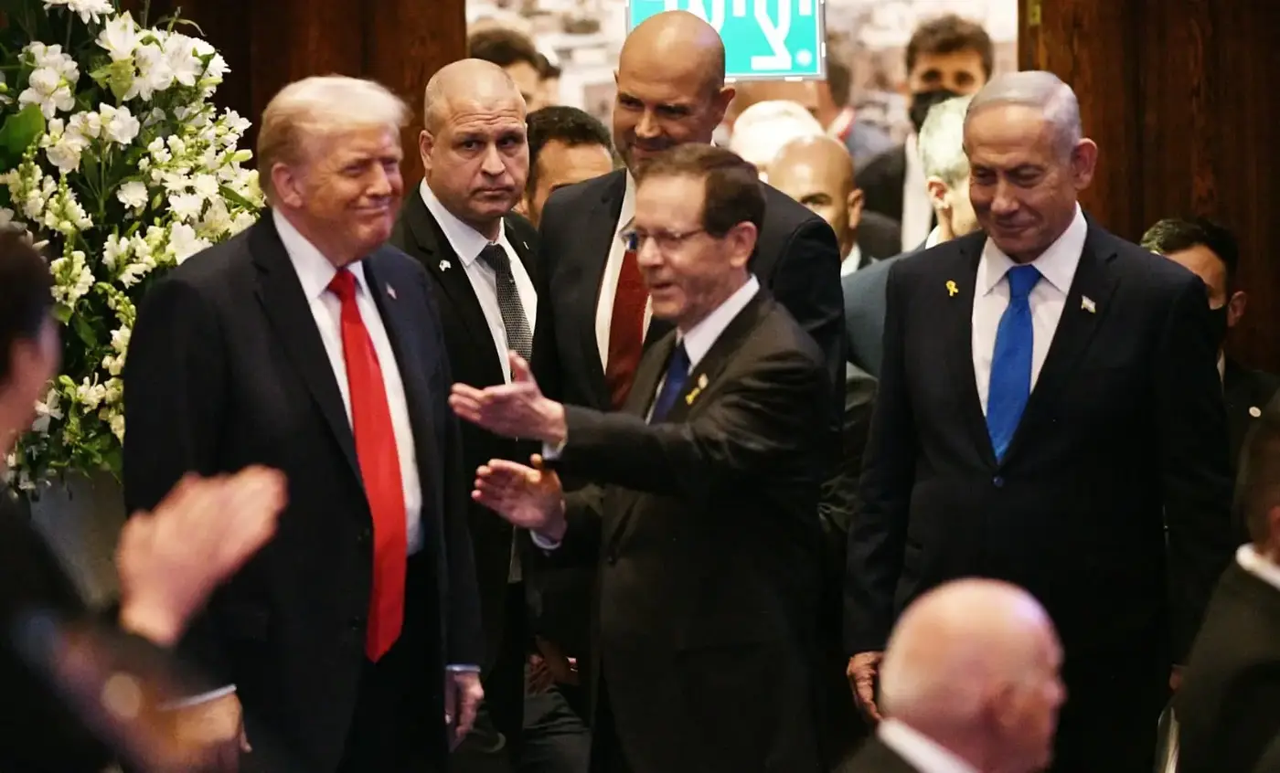 Trump, Herzog, and Netanyahu meeting together