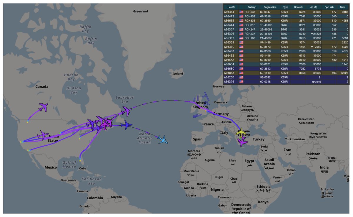 Refueling planes en route to the Middle East