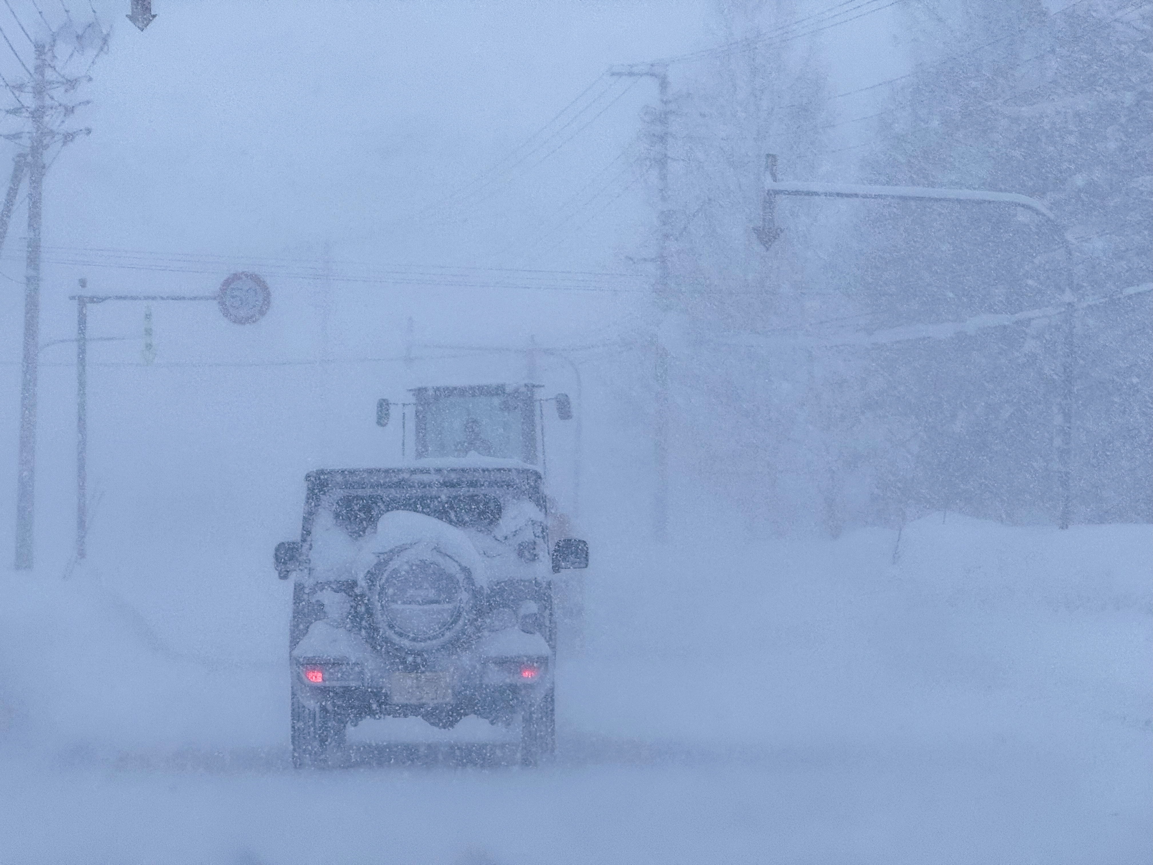 Whiteout during snowstorm