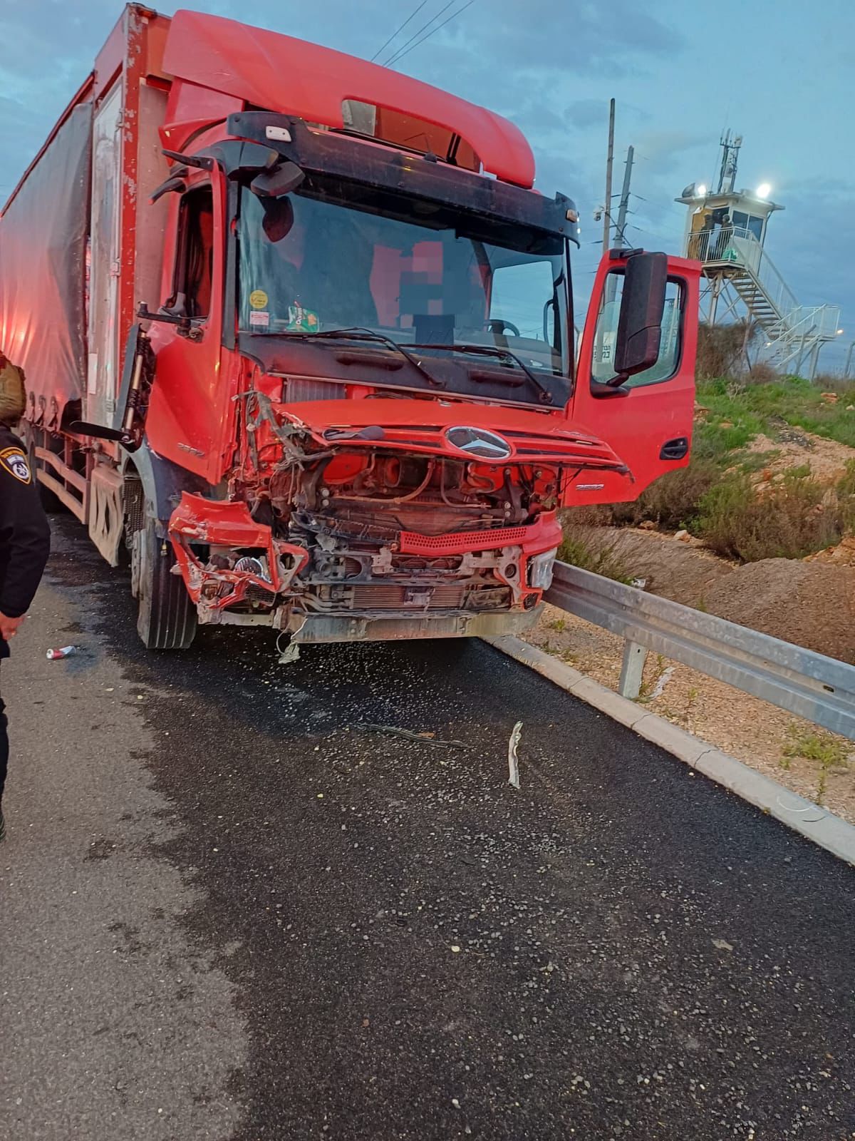 Scene of ramming terror attack at Tozmet Tapuah, Feb 23, 2026