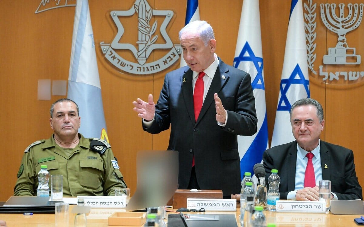 IDF Chief of Staff Eyal Zamir, Prime Minister Benjamin Netanyahu, and Israel Katz